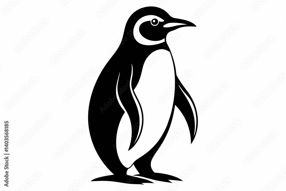 Naklejka premium penguin silhouette line art vector illustration with a white background