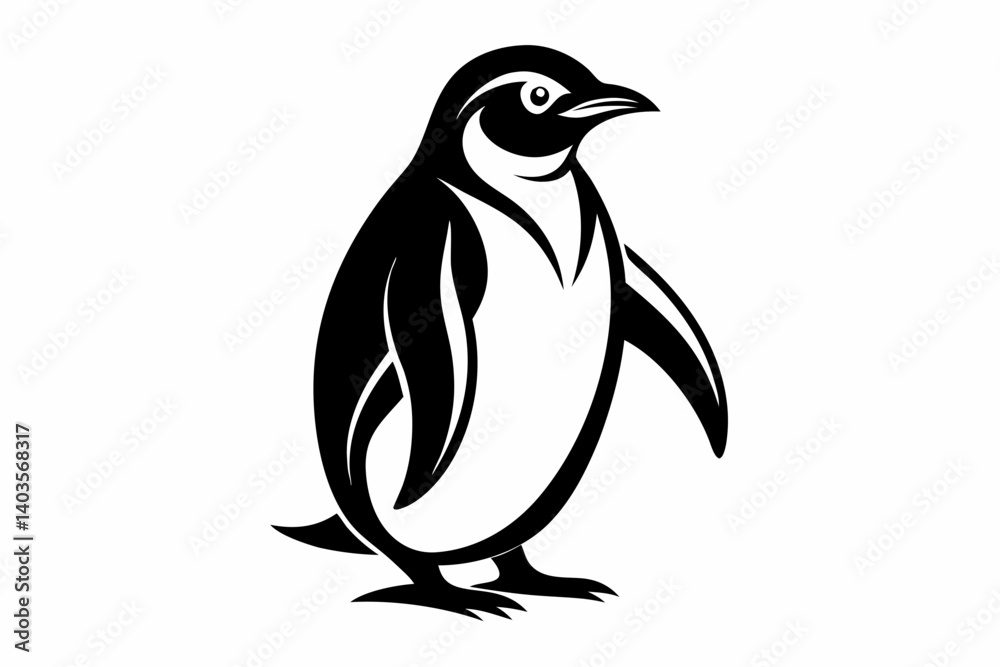 Fototapeta premium penguin silhouette line art vector illustration with a white background