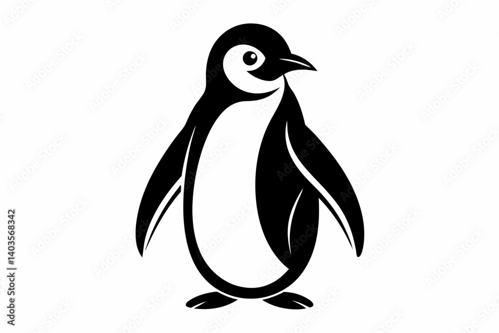 Obraz premium penguin silhouette line art vector illustration with a white background
