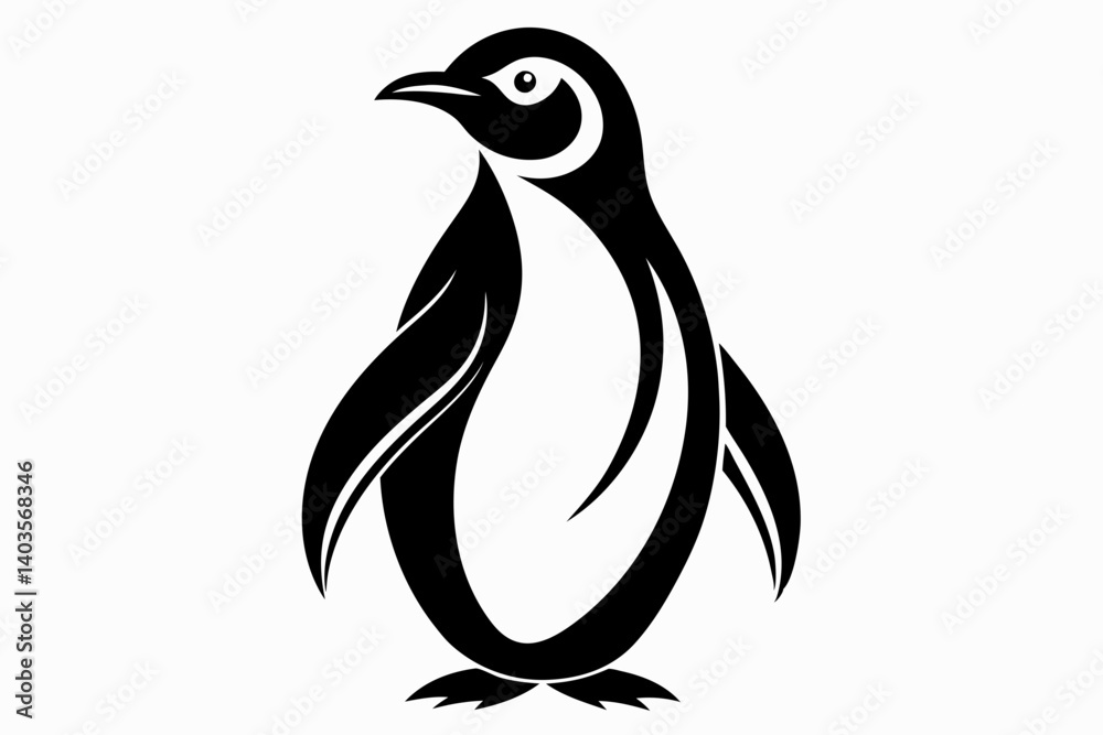 Obraz premium penguin silhouette line art vector illustration with a white background
