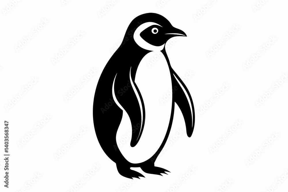Fototapeta premium penguin silhouette line art vector illustration with a white background