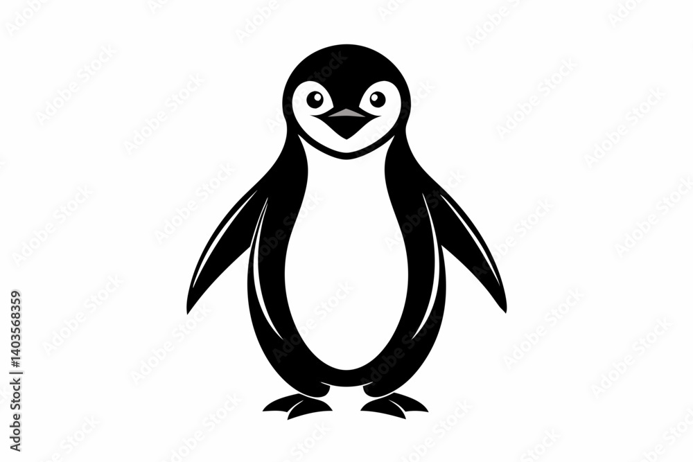 Fototapeta premium penguin silhouette line art vector illustration with a white background