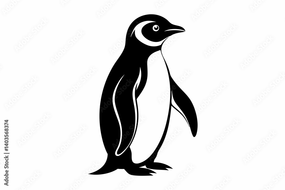 Obraz premium penguin silhouette line art vector illustration with a white background