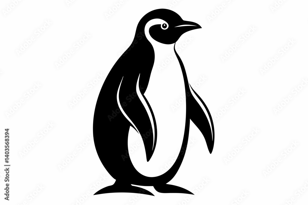 Obraz premium penguin silhouette line art vector illustration with a white background