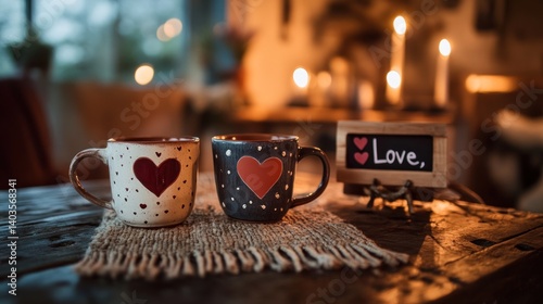 Cozy Couple's Cups, Romantic Dinner, Candles, Home