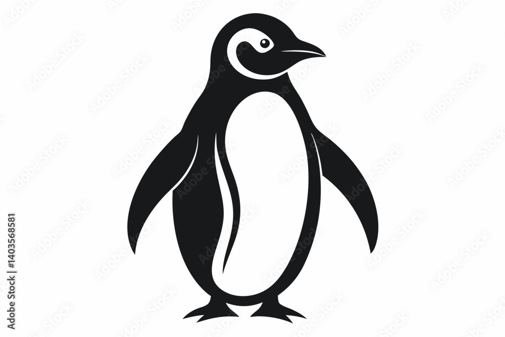 Naklejka premium penguin silhouette line art vector illustration with a white background