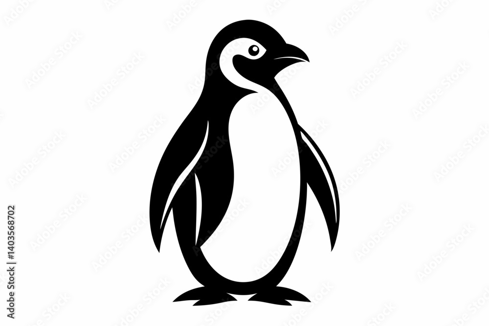 Naklejka premium penguin silhouette line art vector illustration with a white background