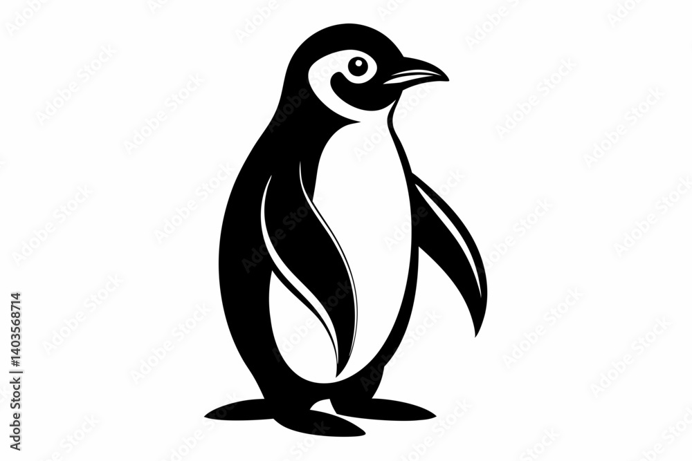 Obraz premium penguin silhouette line art vector illustration with a white background