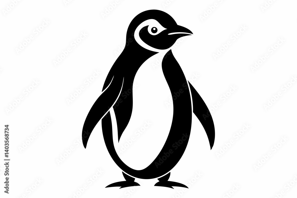 Obraz premium penguin silhouette line art vector illustration with a white background