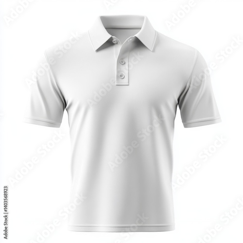 Classic white polo shirt with button-up collar and minimalist design for casual or semi-formal wear
