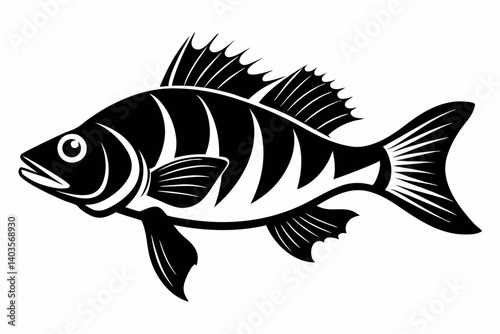perch silhouette line art vector illustration with a white background