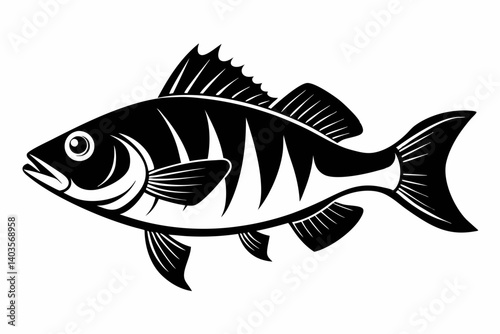 perch silhouette line art vector illustration with a white background
