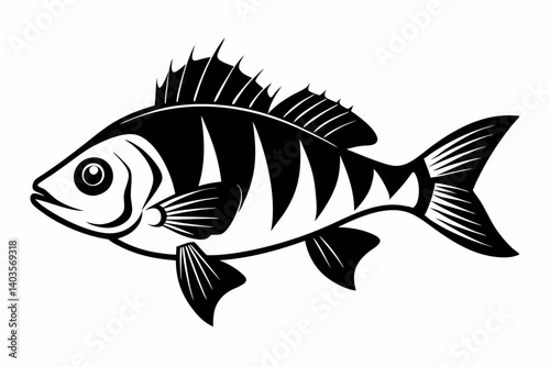 perch silhouette line art vector illustration with a white background