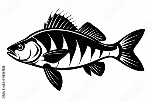 perch silhouette line art vector illustration with a white background