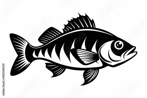 perch silhouette line art vector illustration with a white background