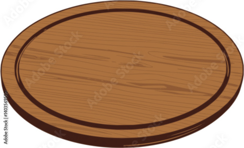 Round wooden chopping board, cutting board isolated on transparent background, png, cutout, cut out
