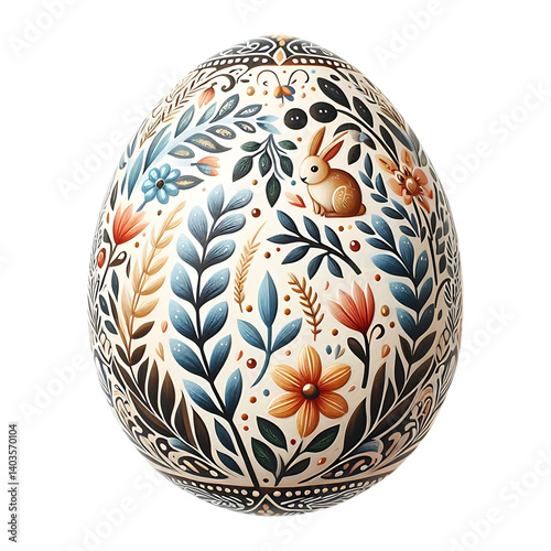 Hand painted Easter egg isolated on transparent background