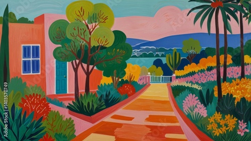 A beautifully drawn oil painting of landscape in the style of masterpiece, with bright, soft pastel and abstract colors