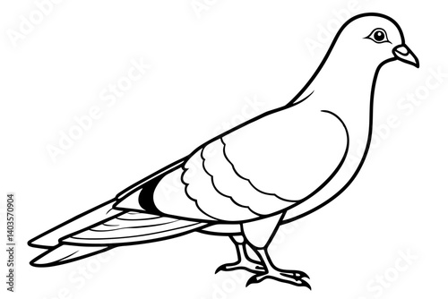 pigeon silhouette line art vector illustration with a white background