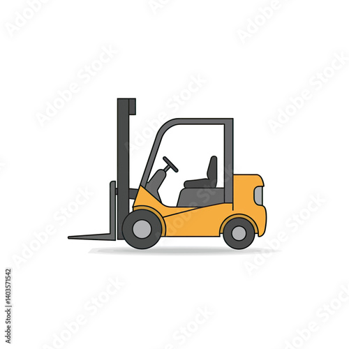 Forklift: An illustration of a yellow forklift, designed for material handling, depicted in a clean, uncluttered style, suitable for commercial and industrial themes.