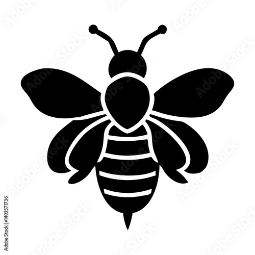 Flying honey bee Black Bee Silhouette isolated on white background - illustration