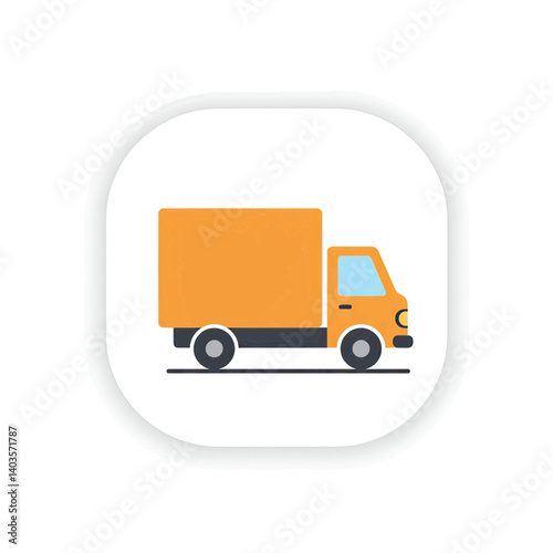 Delivery Truck Icon: A vibrant, simple delivery truck icon, rendered with flat design aesthetics, symbolizing swift transport and logistics, conveying concepts of cargo and movement.