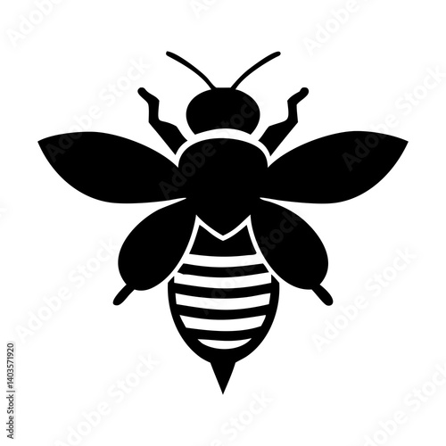 Flying honey bee Black Bee Silhouette isolated on white background - illustration