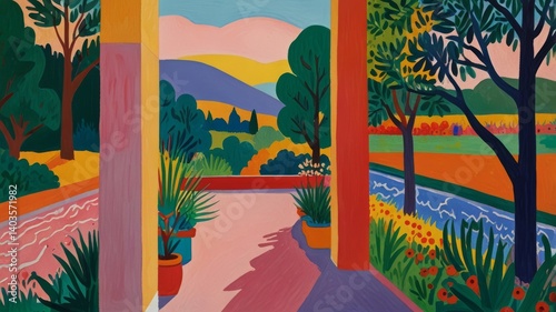 A beautifully drawn oil painting of landscape in the style of masterpiece, with bright, soft pastel and abstract colors
