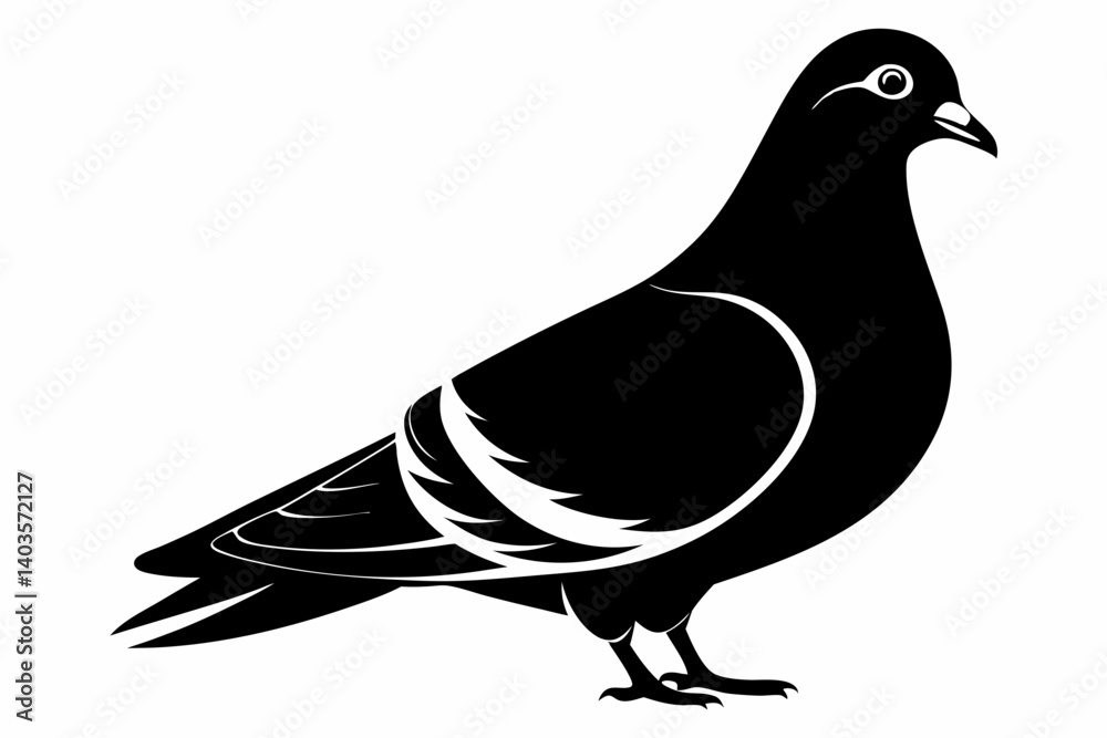 Fototapeta premium pigeon silhouette line art vector illustration with a white background