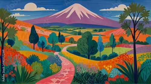 A beautifully drawn oil painting of landscape in the style of masterpiece, with bright, soft pastel and abstract colors