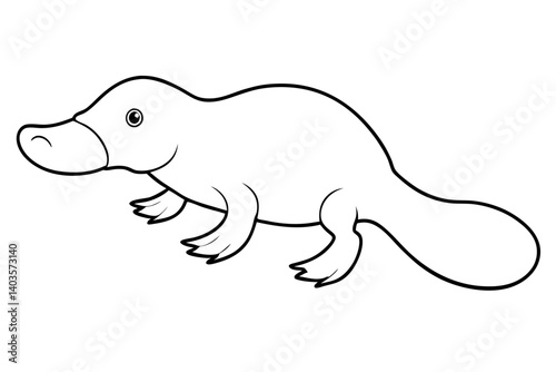 platypus silhouette line art vector illustration with a white background