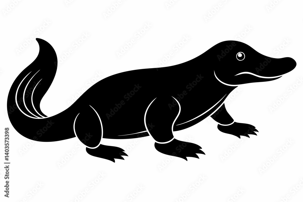 platypus silhouette line art vector illustration with a white background platypus silhouette line art vector illustration with a white background