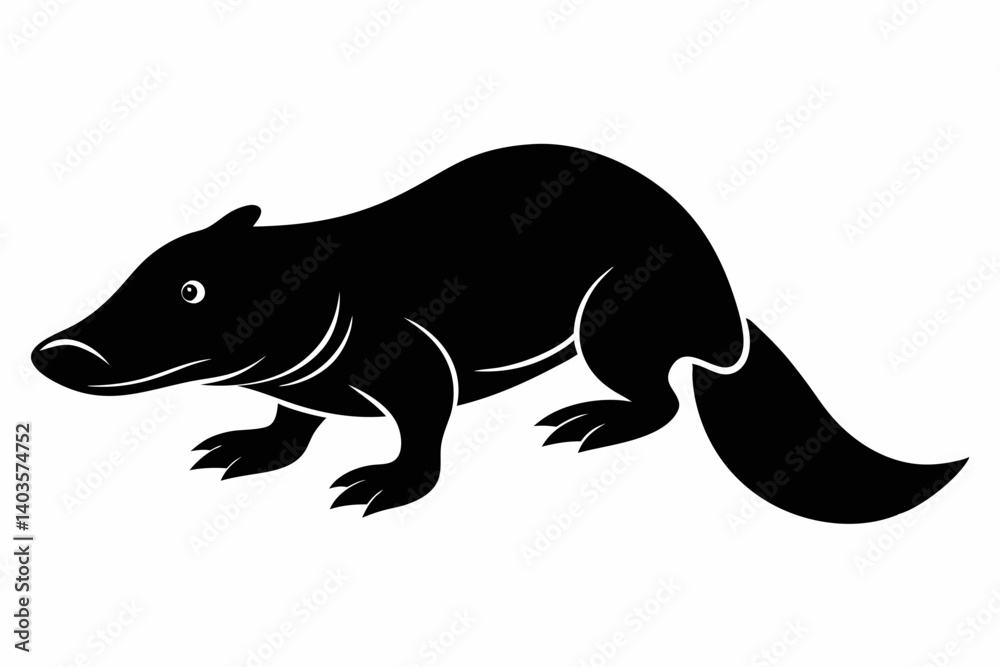 Fototapeta premium platypus silhouette line art vector illustration with a white background