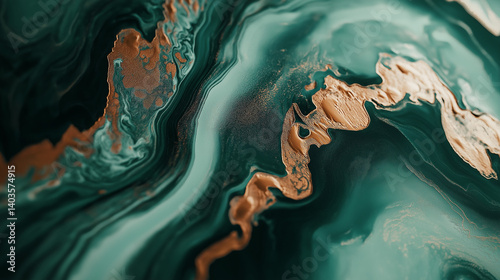  Green marble texture with swirling copper details
