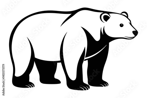 Wallpaper Mural polar bear silhouette line art vector illustration with a white background Torontodigital.ca