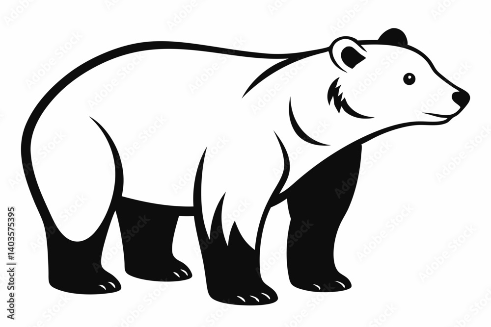 Fototapeta premium polar bear silhouette line art vector illustration with a white background