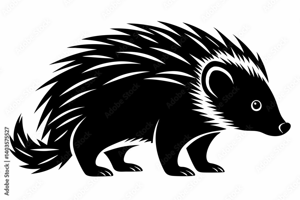 porcupine silhouette line art vector illustration with a white background porcupine silhouette line art vector illustration with a white background