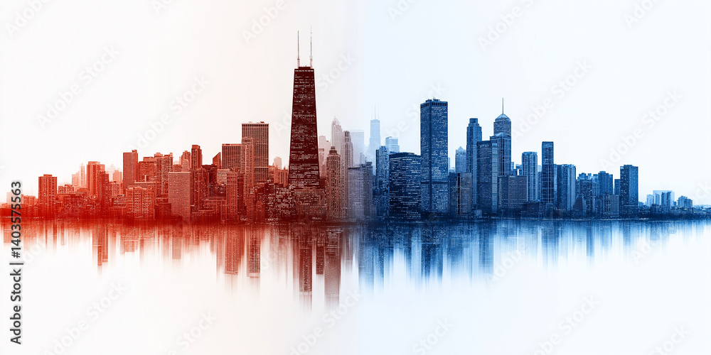 Obraz premium Economic growth and inequality policy in urban development chicago skyline infographic analysis modern environment