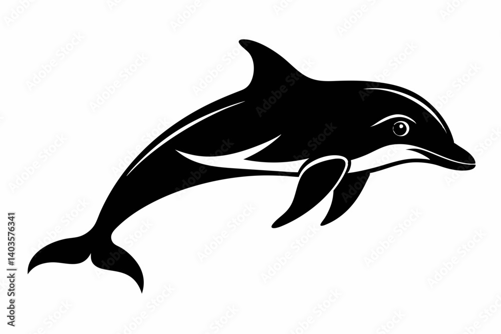 Fototapeta premium porpoise silhouette line art vector illustration with a white background
