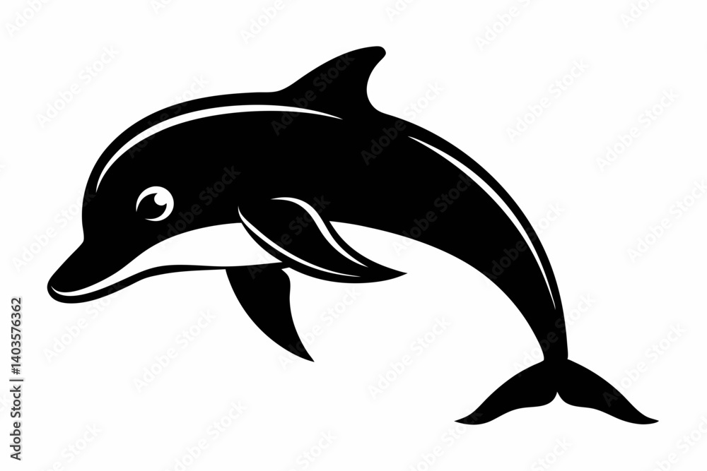 Fototapeta premium porpoise silhouette line art vector illustration with a white background