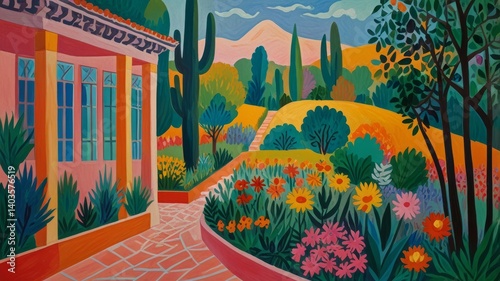 A beautifully drawn oil painting of landscape in the style of masterpiece, with bright, soft pastel and abstract colors