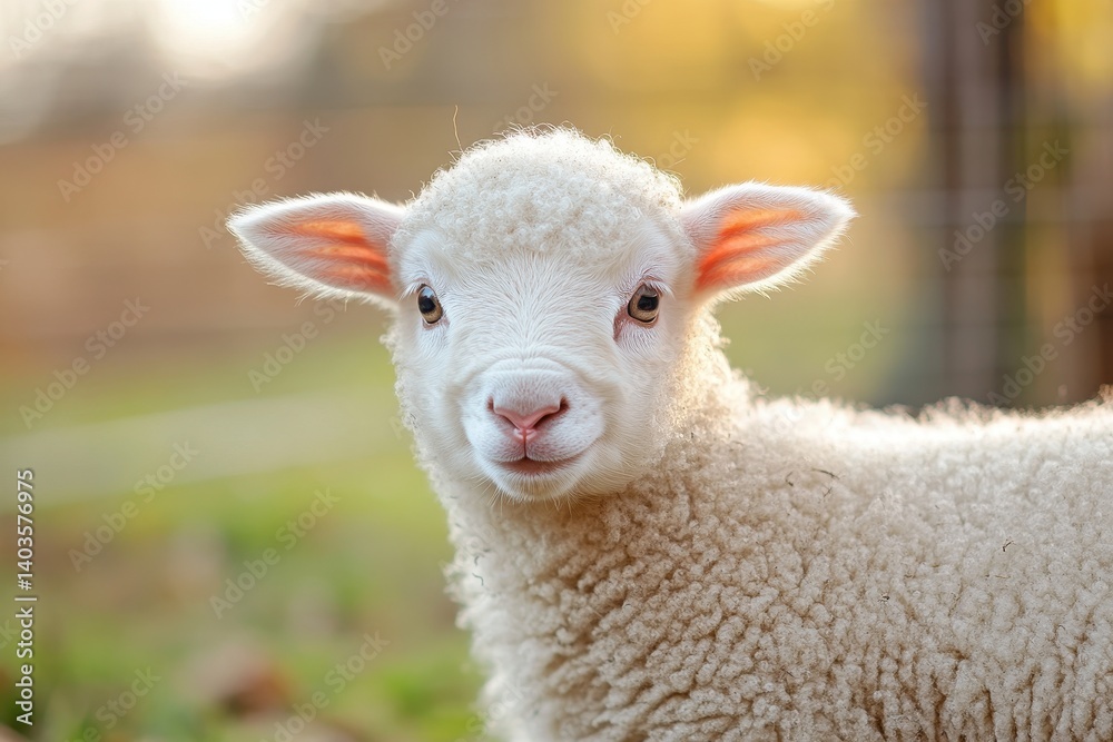 Fototapeta premium Cute lamb in autumnal light