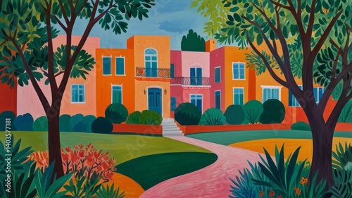 A beautifully drawn oil painting of landscape in the style of masterpiece, with bright, soft pastel and abstract colors