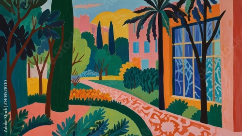 A beautifully drawn oil painting of landscape in the style of masterpiece, with bright, soft pastel and abstract colors