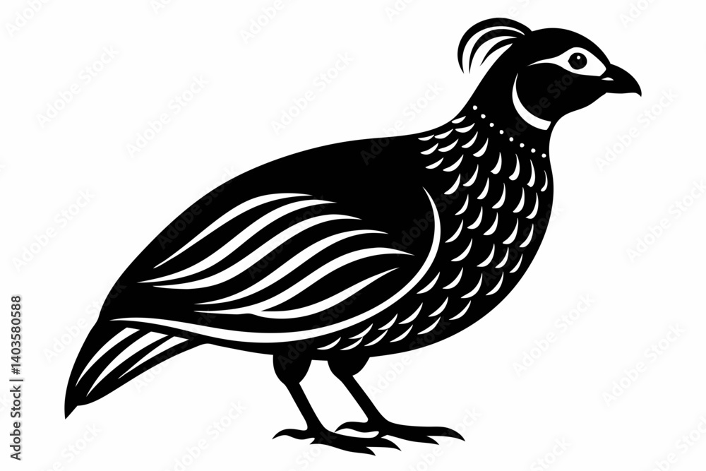 Fototapeta premium quail silhouette line art vector illustration with a white background