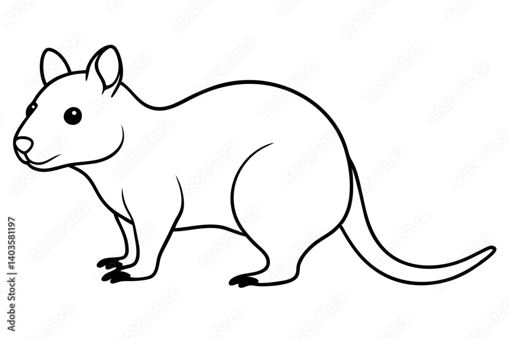 Obraz premium quokka silhouette line art vector illustration with a white background