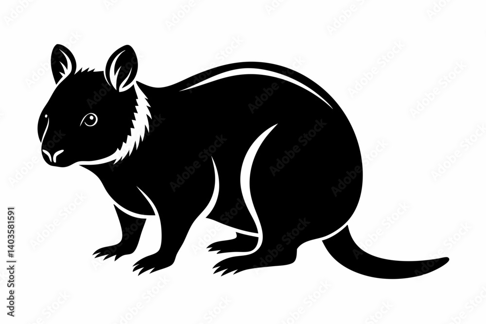Fototapeta premium quokka silhouette line art vector illustration with a white background