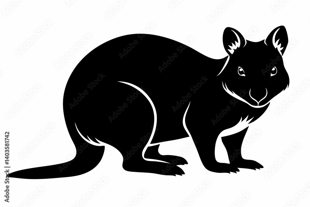 Obraz premium quokka silhouette line art vector illustration with a white background