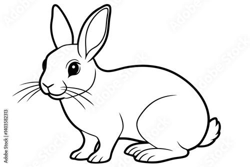 rabbit silhouette line art vector illustration with a white background