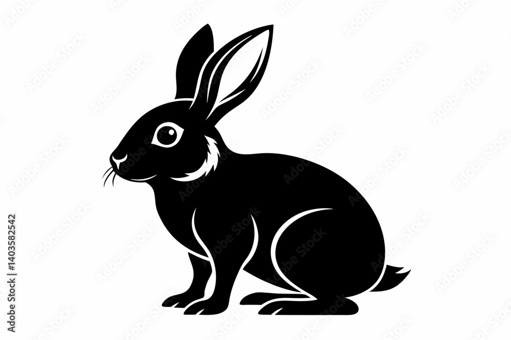 rabbit silhouette line art vector illustration with a white background rabbit silhouette line art vector illustration with a white background